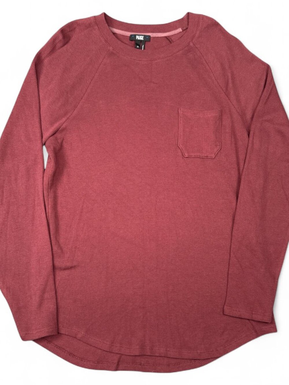 Paige Thermal Waffle Knit Pullover Men's Medium Red Velvet Crewneck